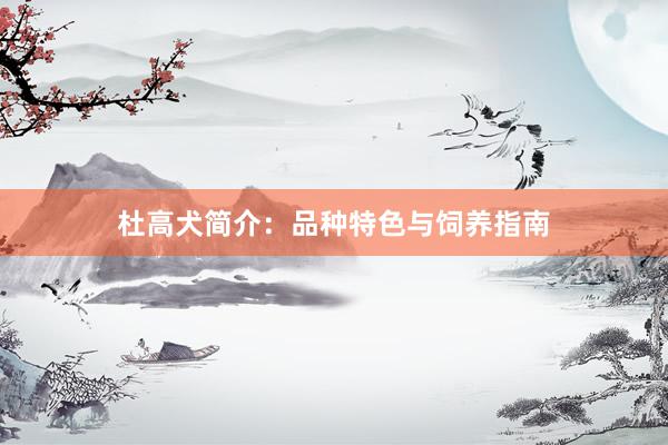 杜高犬简介：品种特色与饲养指南