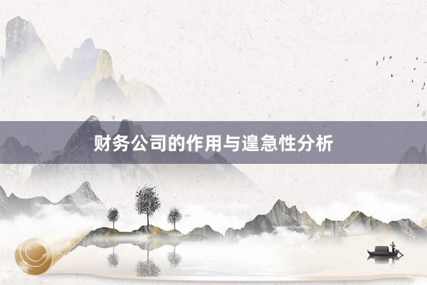 财务公司的作用与遑急性分析